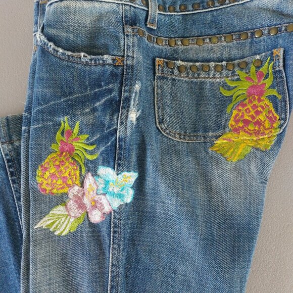 Dolce & Gabbana Vintage Y2K Jeans 42 Bootcut Flare Low Rise Embroidery Studs - Picture 10 of 16